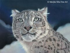 Snowleopard in mixed media  (SOLD)
