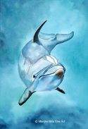 Bottlenose dolphin in aquarel
